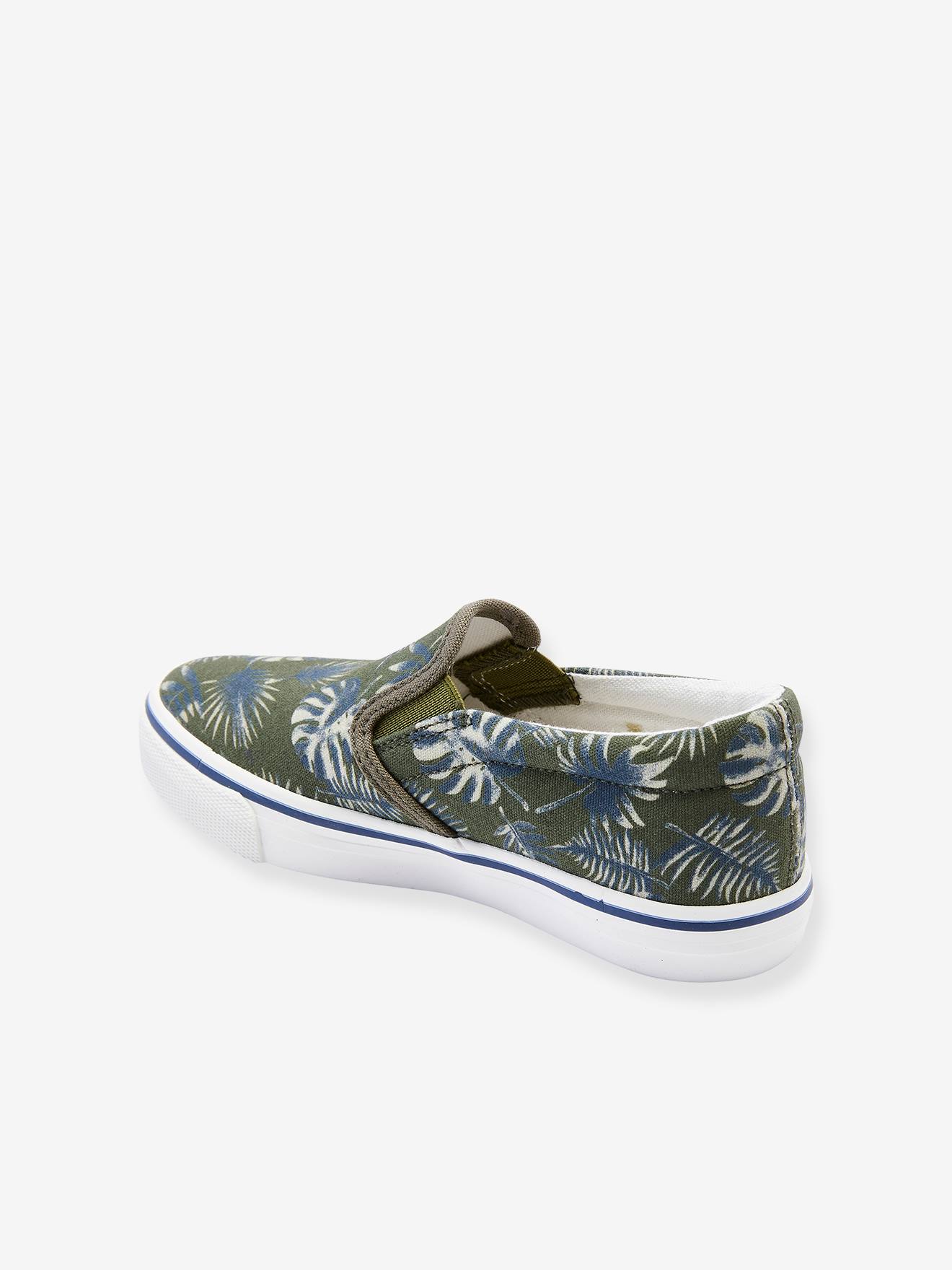 Vertbaudet Jungen Slip-on-Sneakers - khaki bedruckt tropical
