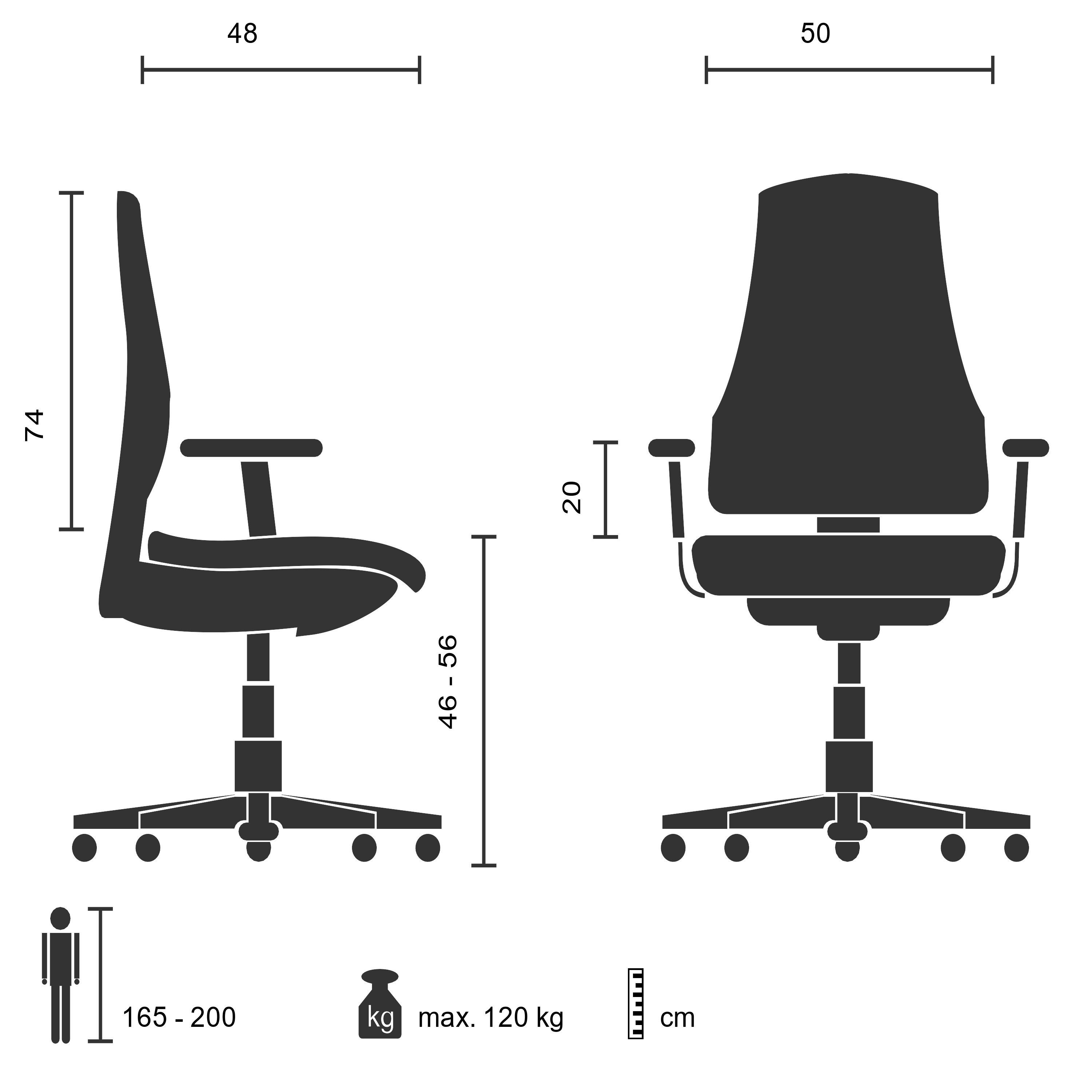 hjh OFFICE Chefsessel Profi Chefsessel VILLA 20 Leder mit Armlehnen, Drehstuhl Bürostuhl ergonomisch
