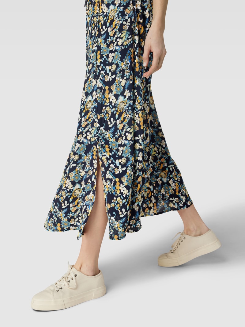 Maxirock mit Allover-Muster Modell 'Blurry' in marineblau