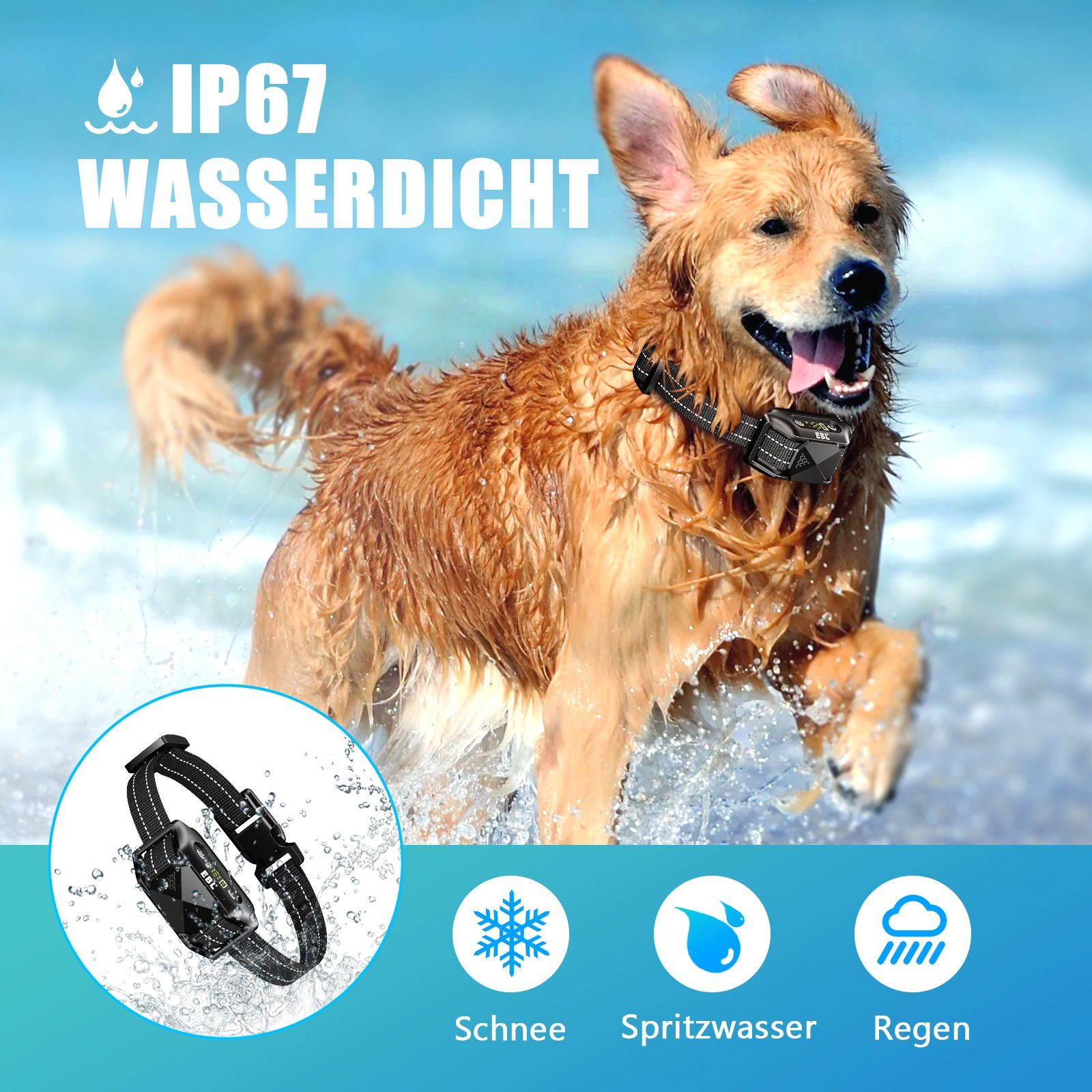 EBL Hunde-Halsband Vibrationshalsband,Automatischs Hundehalsbänder
