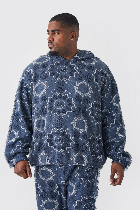 Plus Jacquard Jogginghose mit geteiltem Saum