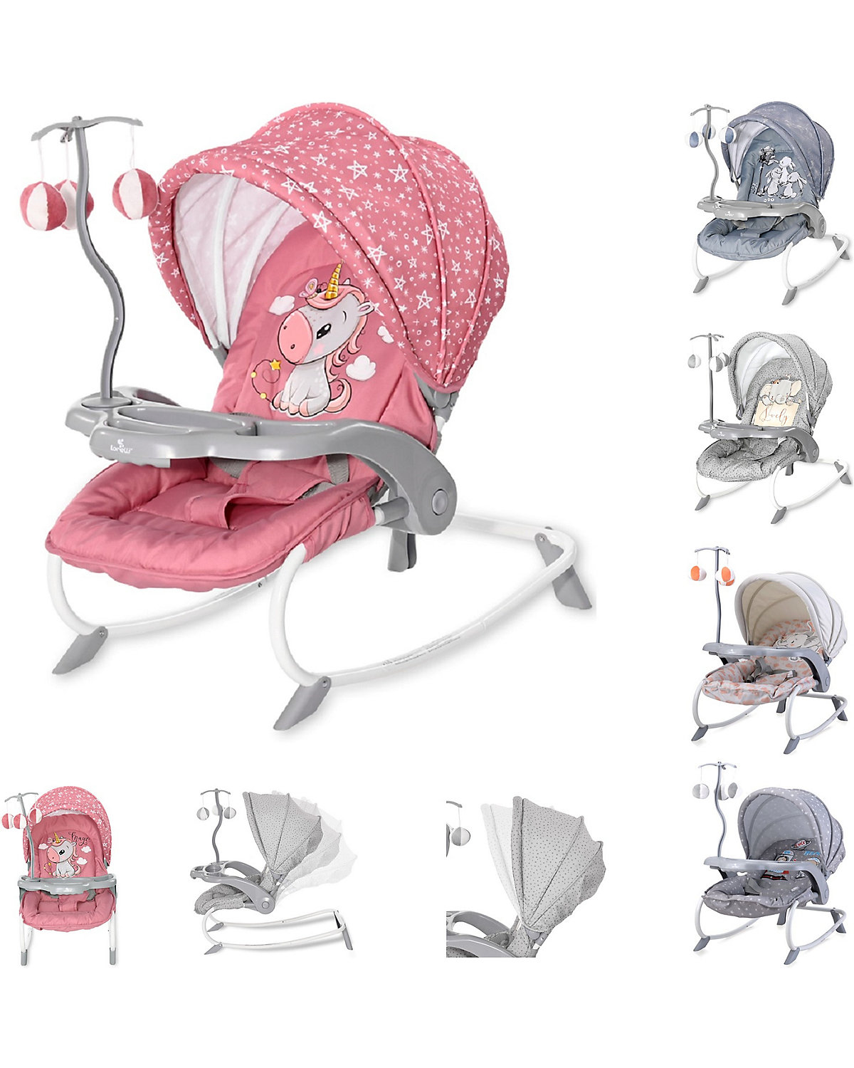 Babywippe DREAM TIME Mobile, Tisch, Sonnendach, verstellbar Babywippen