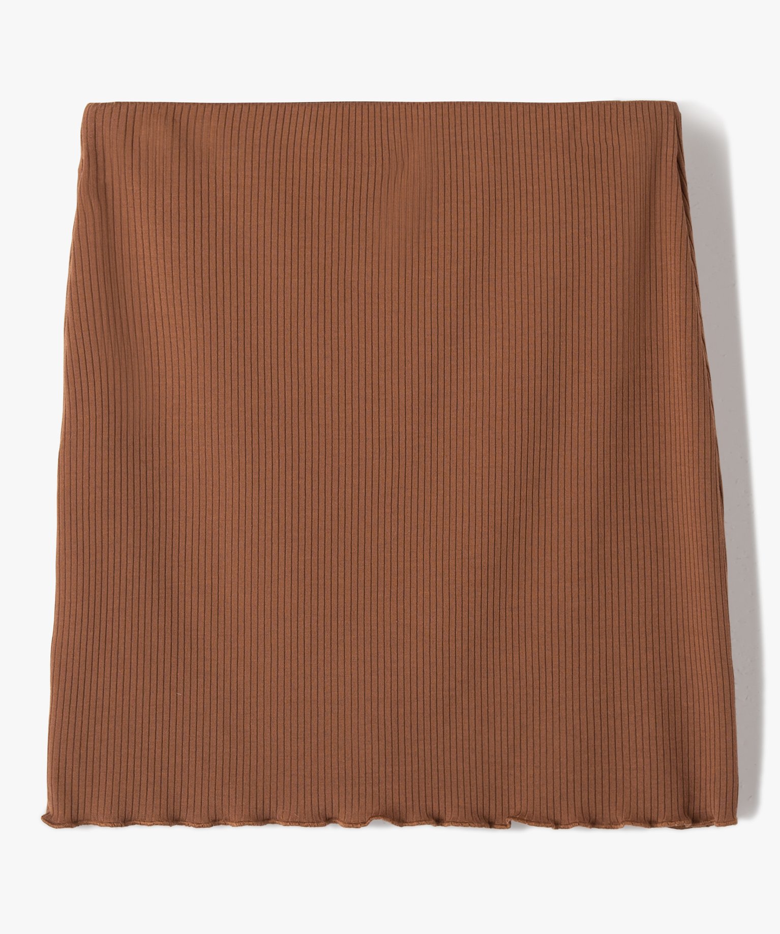 Jupe fille en maille ctelée avec finitions froncées et s... marron | GEMO