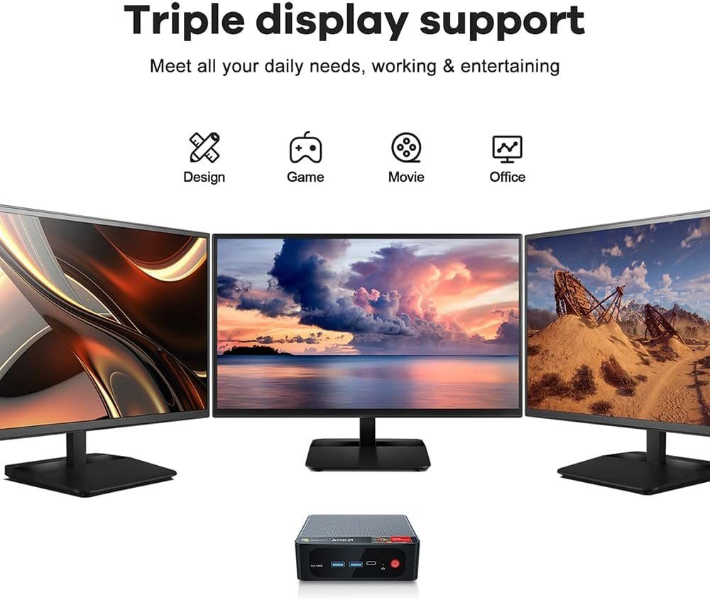 Beelink Mini-PC (AMD Ryzen 5 5560U, ‎AMD Radeon, 16 GB RAM, 500 GB HDD, Mini PC Ryzen 5 5560U 4K@60Hz, WiFi 6 BT5.2, HDMI, Type-C)