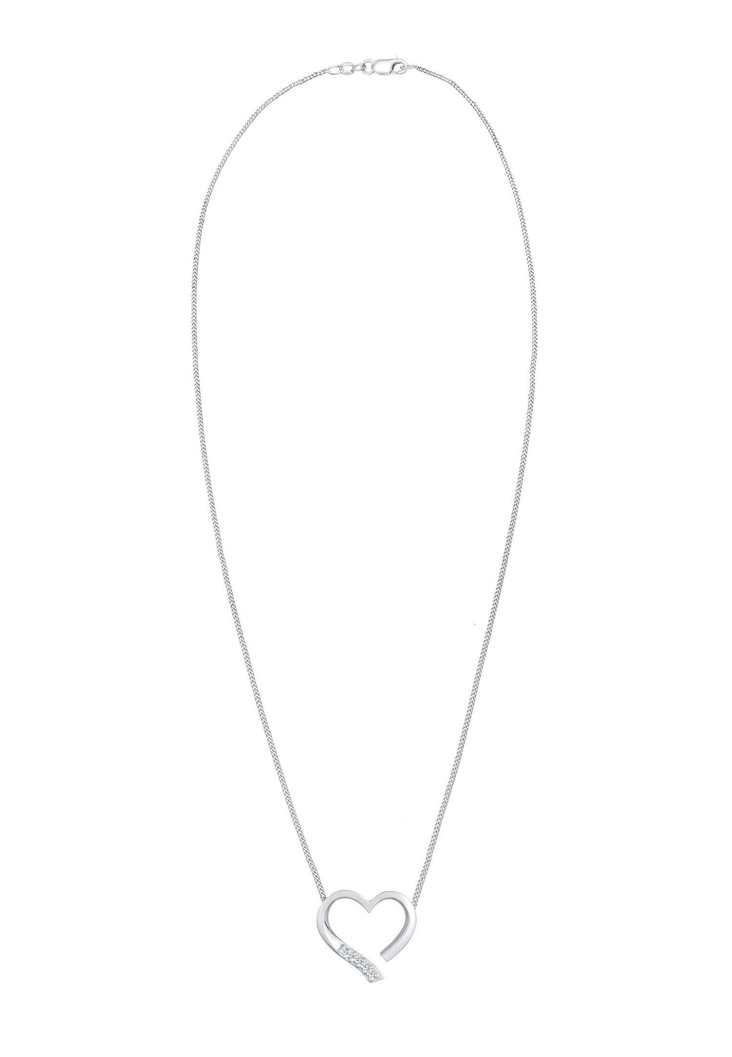 Elli DIAMONDS Herzanhänger für Damen, Symbol der femininen Liebe mit Diamant (0,055 ct.) in 925er Sterlingsilber