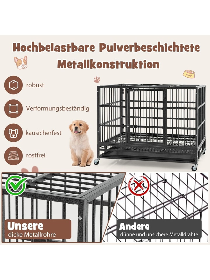 COSTWAY Hundekäfig faltbar 96x65x77cm in Schwarz günstig kaufen onesize