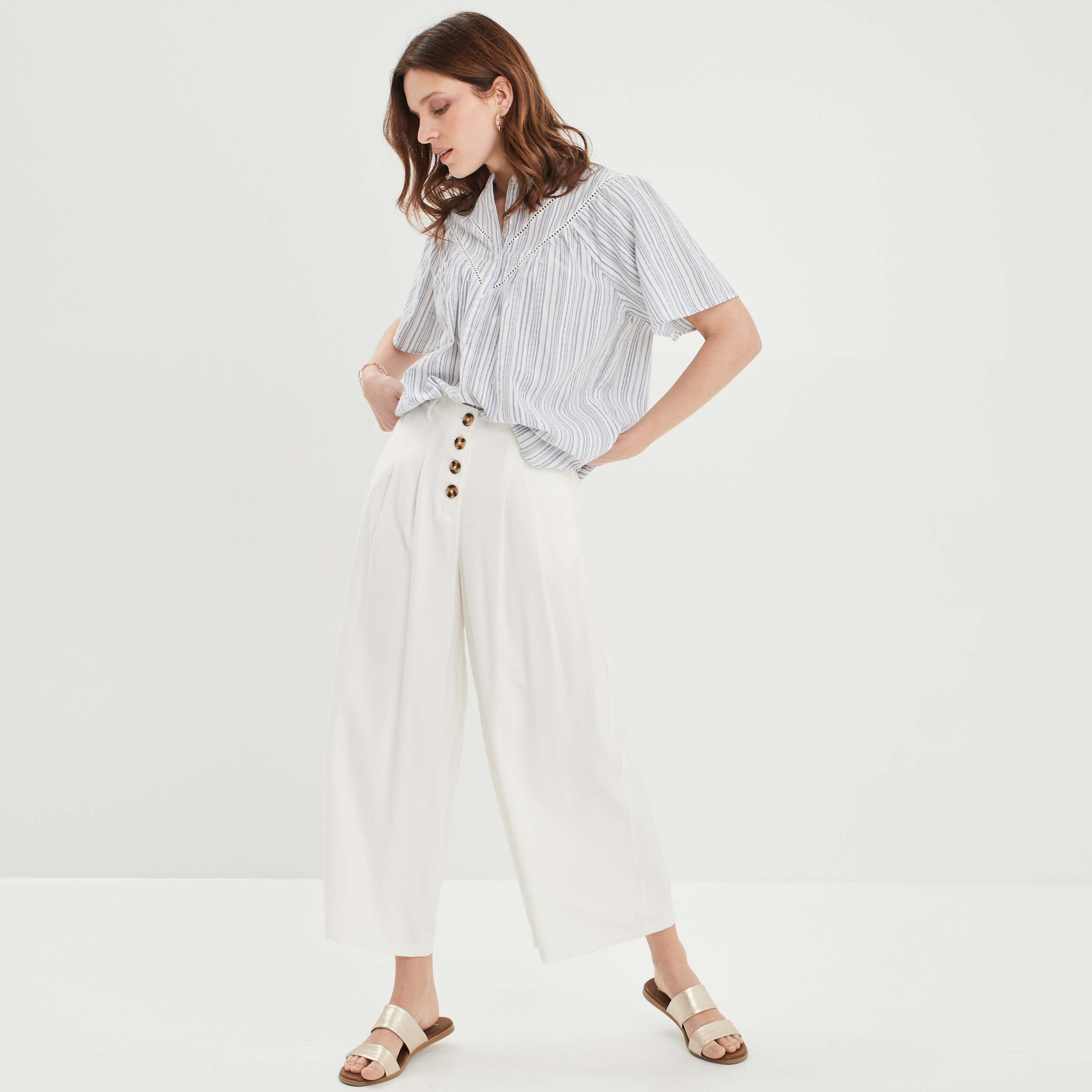 Blouse manches courtes Creeks ecru femme | La Halle