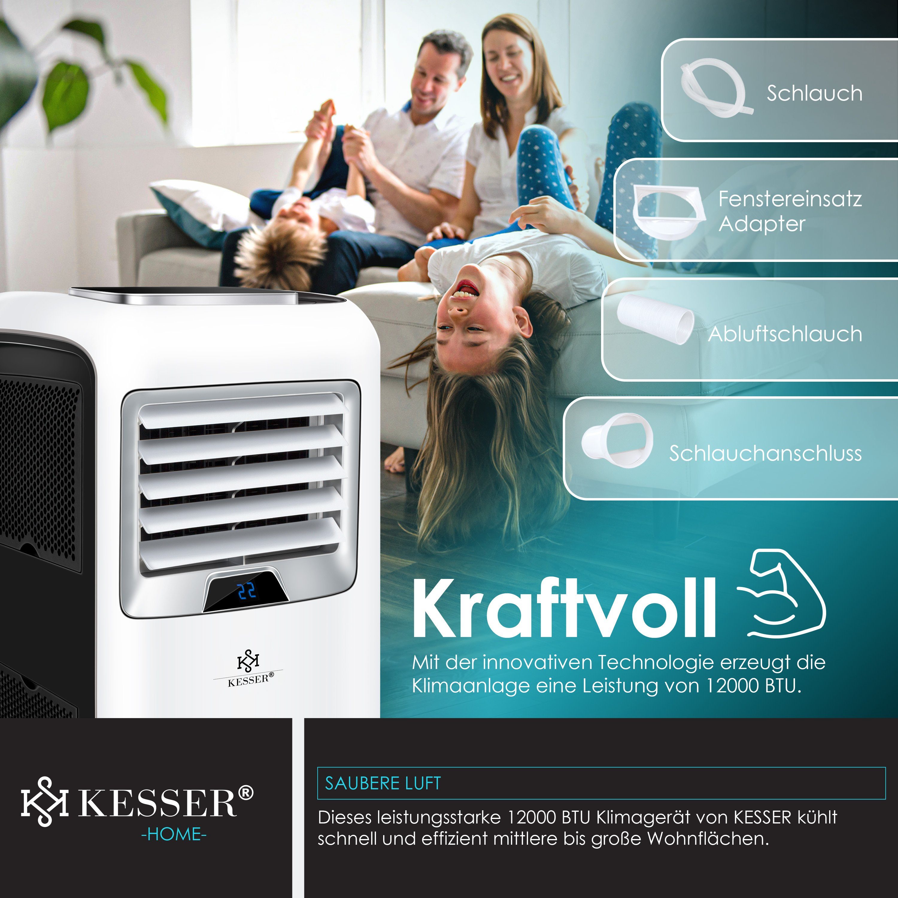 KESSER Klimagerät, Klimaanlage Mobiles Klimagerät 4in1 kühlen, Luftentfeuchter