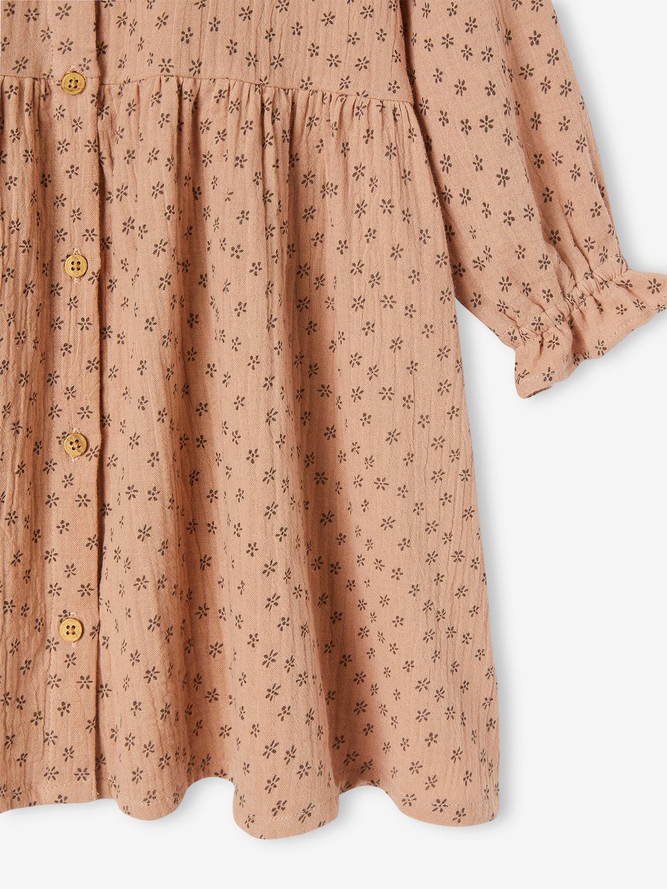 Vertbaudet Mädchen Musselinkleid - pulver beige