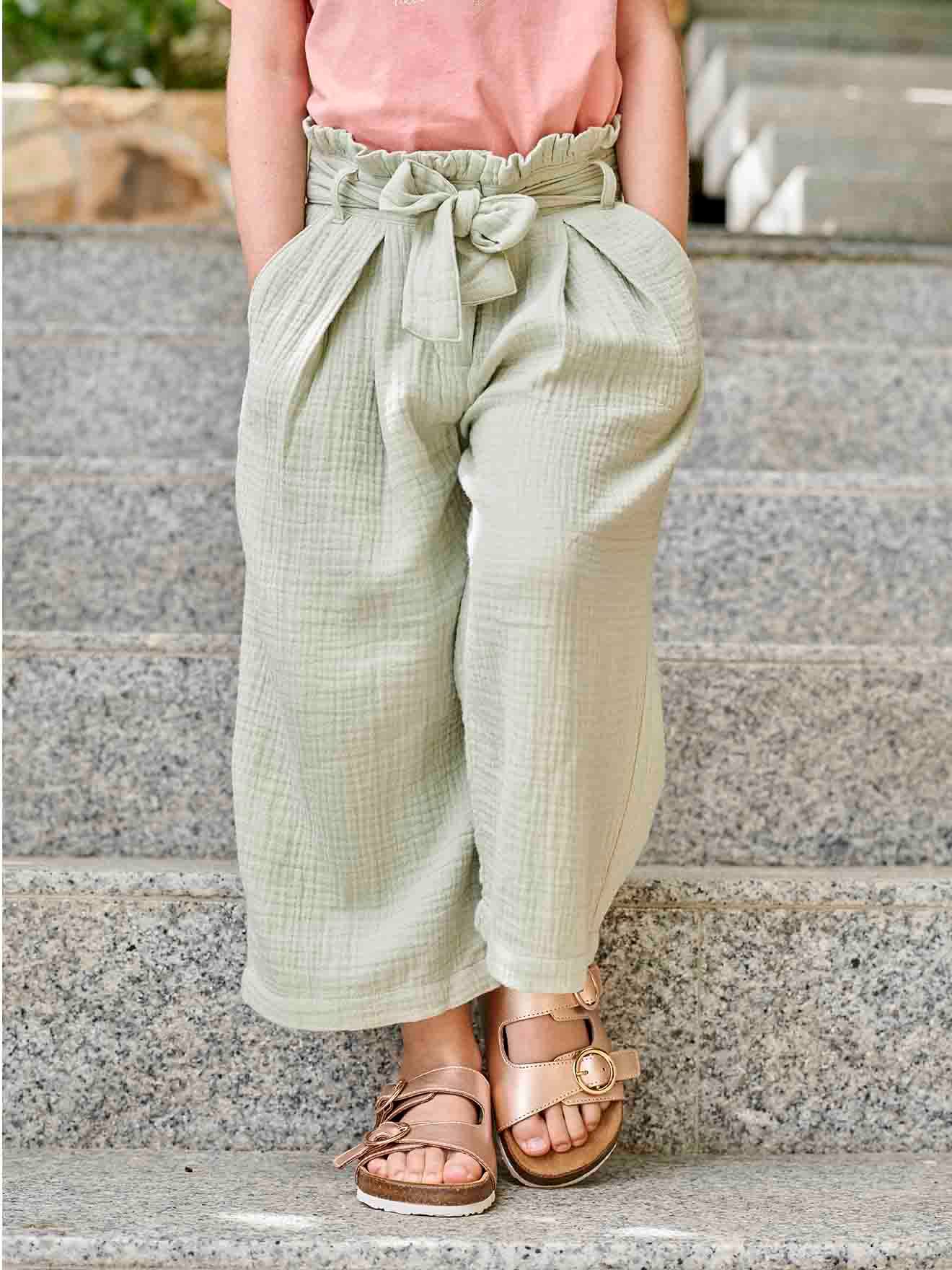 Vertbaudet Mädchen Paperbag-Hose, 7/8 - wollweiß