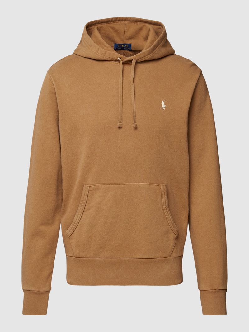 Hoodie mit Label-Stitching in hellbraun