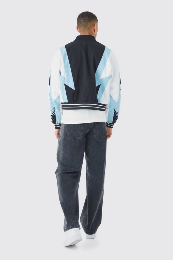 Kastige Twill Moto-Bomberjacke