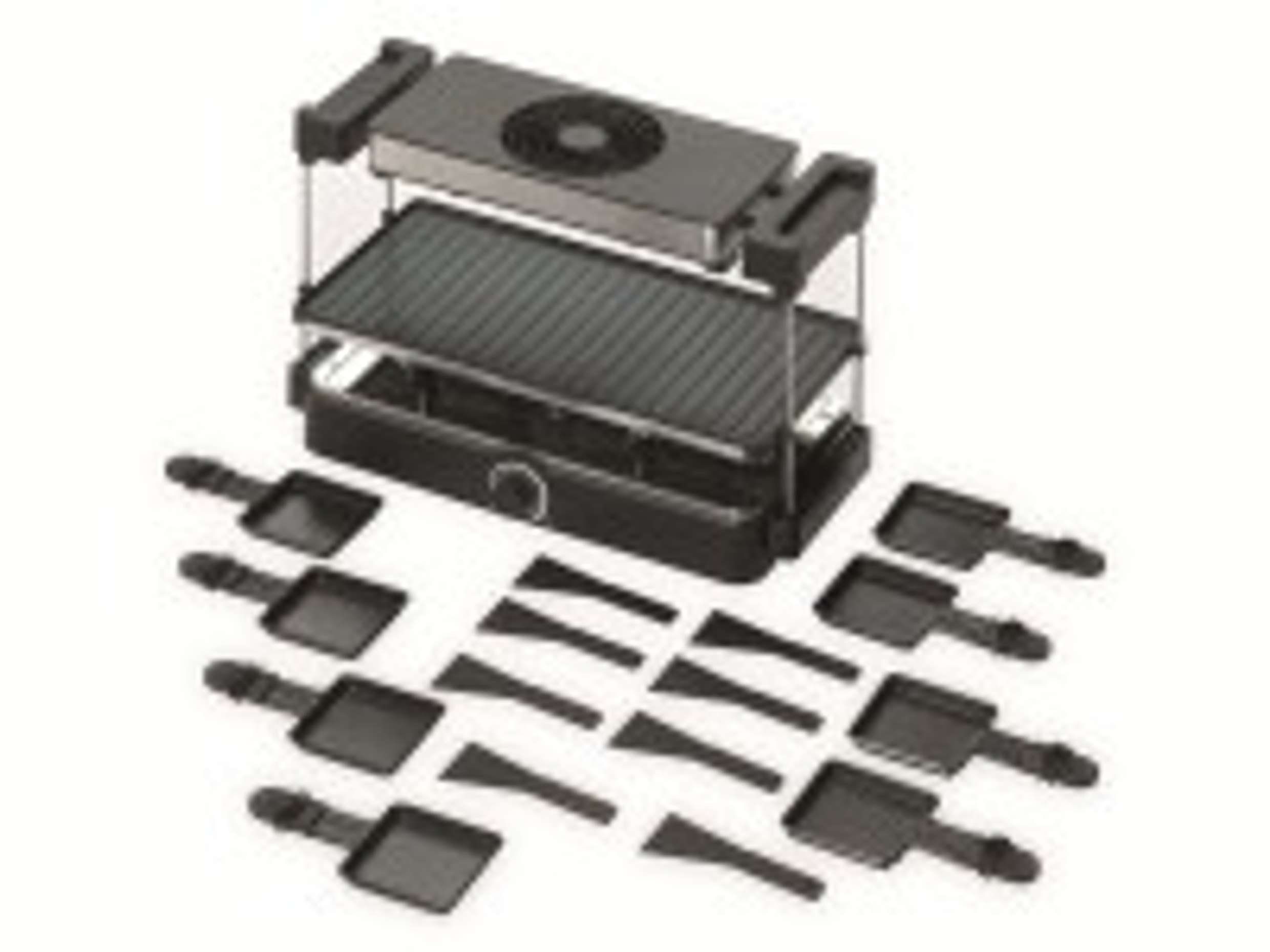 TREBS Tischgrill 15110, 1200 W, 4-im1-Kombigrill mit Dunstabzugshaube