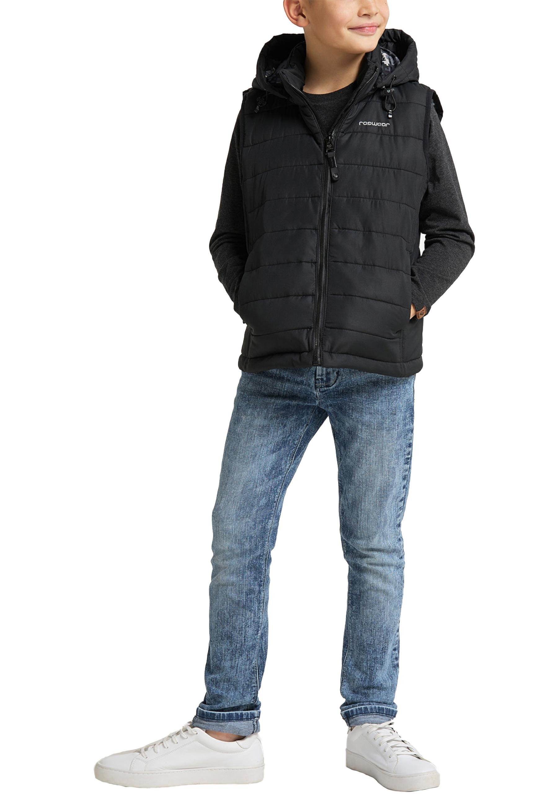 Ragwear Steppweste Vitek sportliche Outdoor-Weste mit abnehmbarer Kapuze