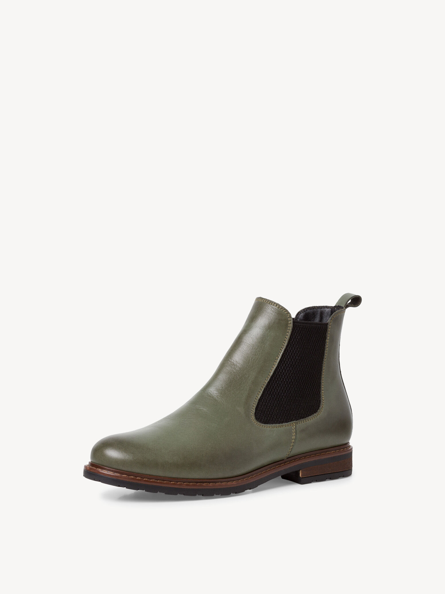 Bottine Chelsea en cuir - kaki