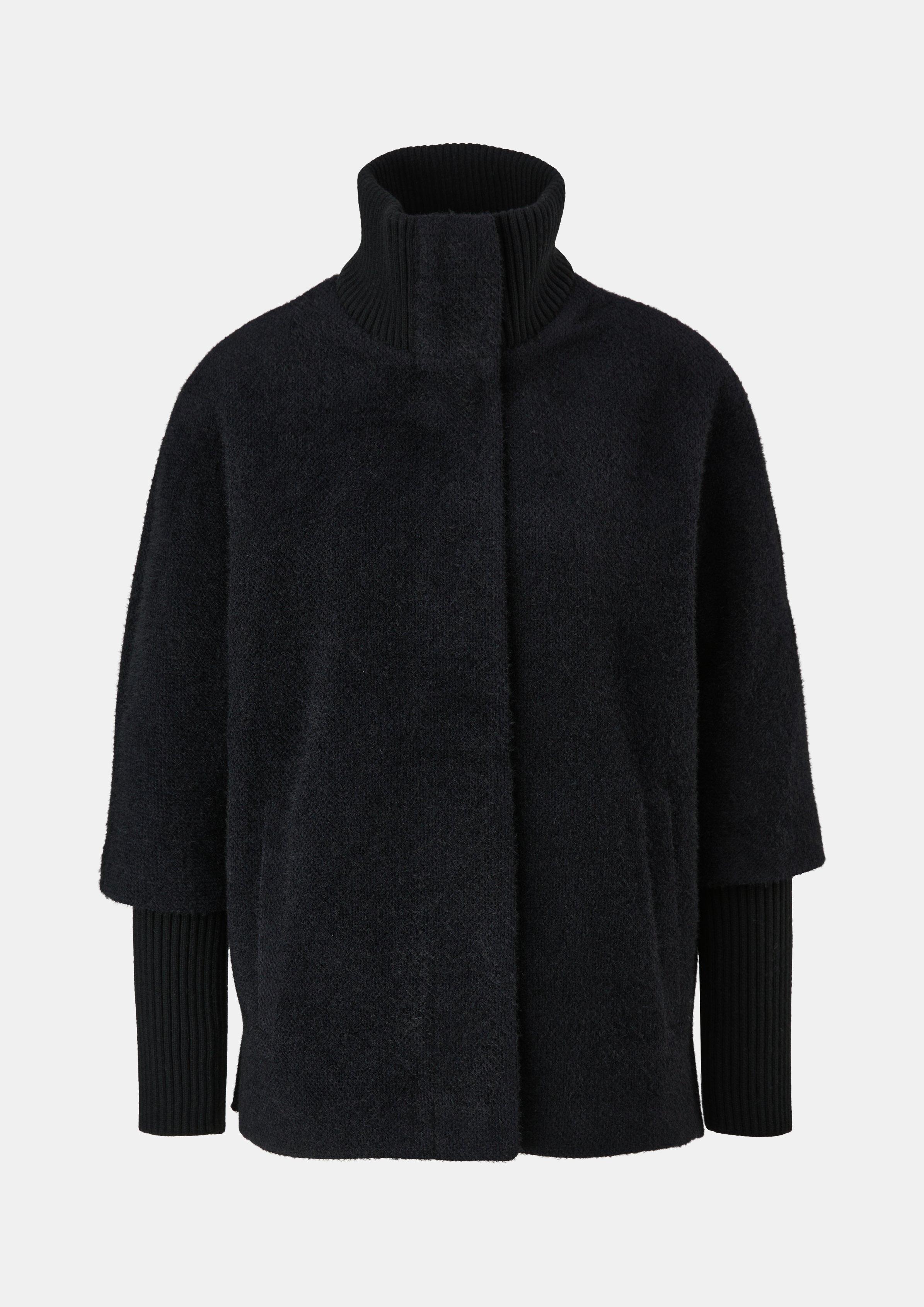 Kurzes Strick-Cape - schwarz