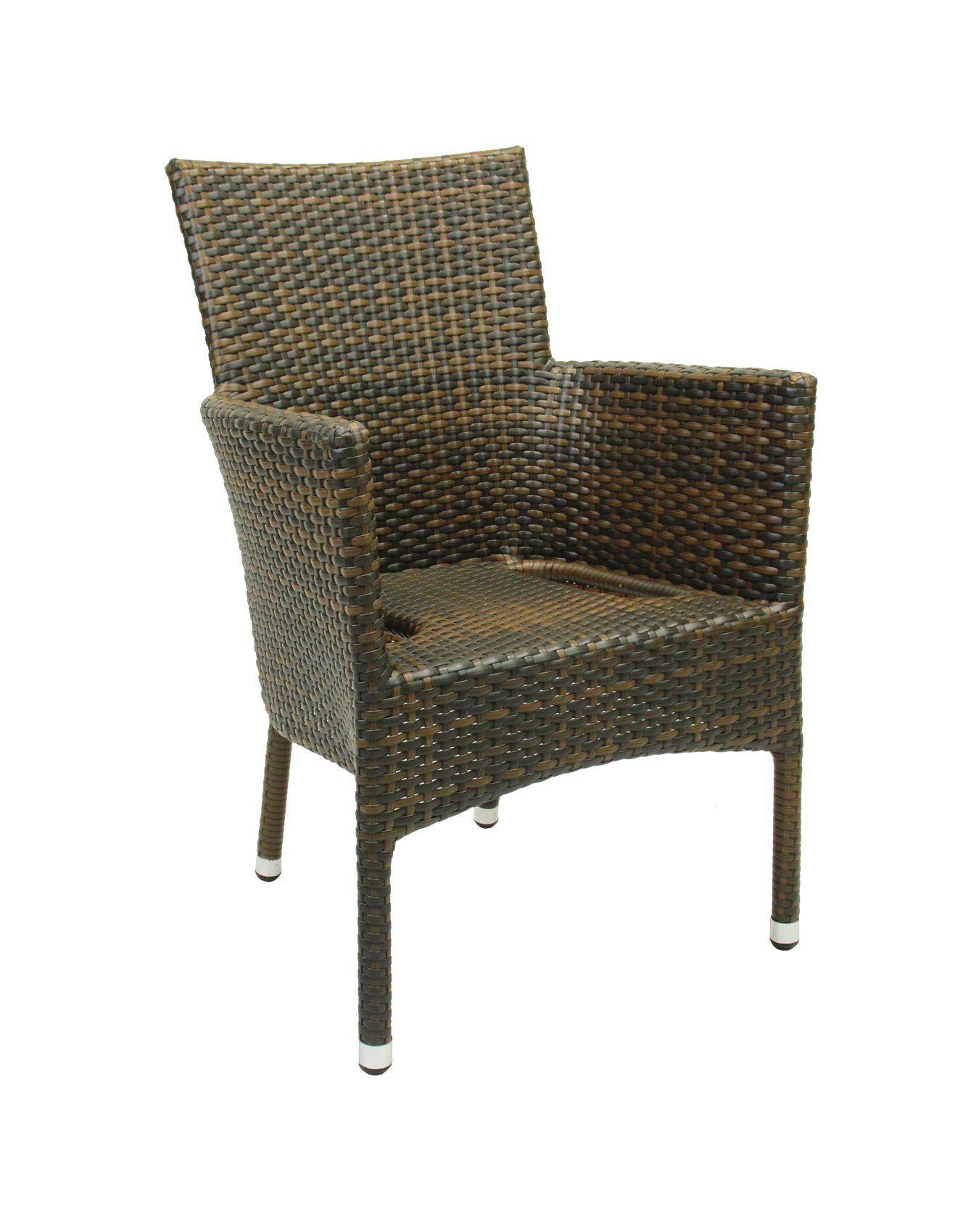 Konway Stapelstuhl MILANO (4 St), 4x KONWAY® MILANO Stapelsessel Lederlook + Sitzkissen Polyrattan