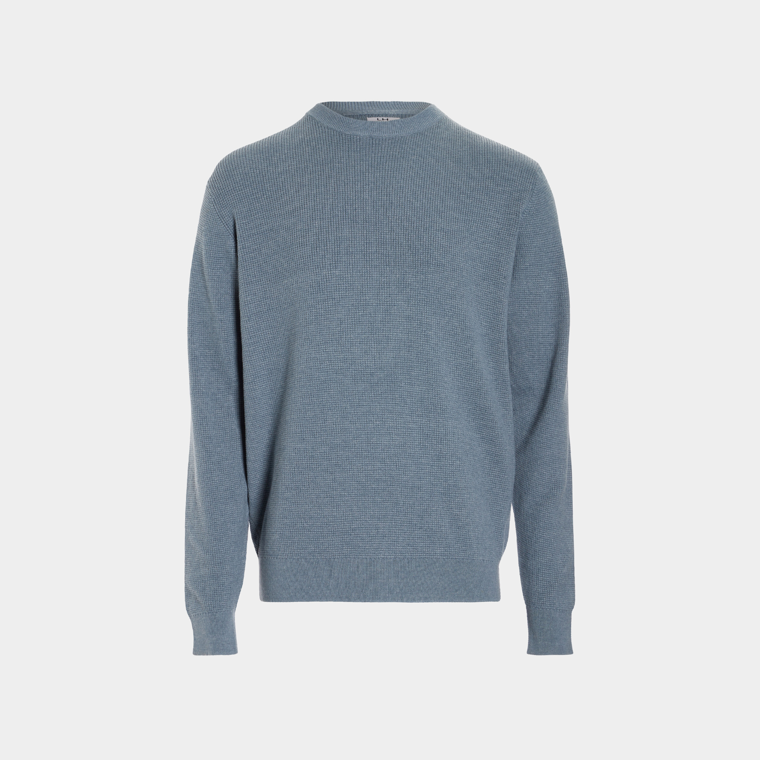 Pull avec col rond à relief bleu gris homme | La Halle