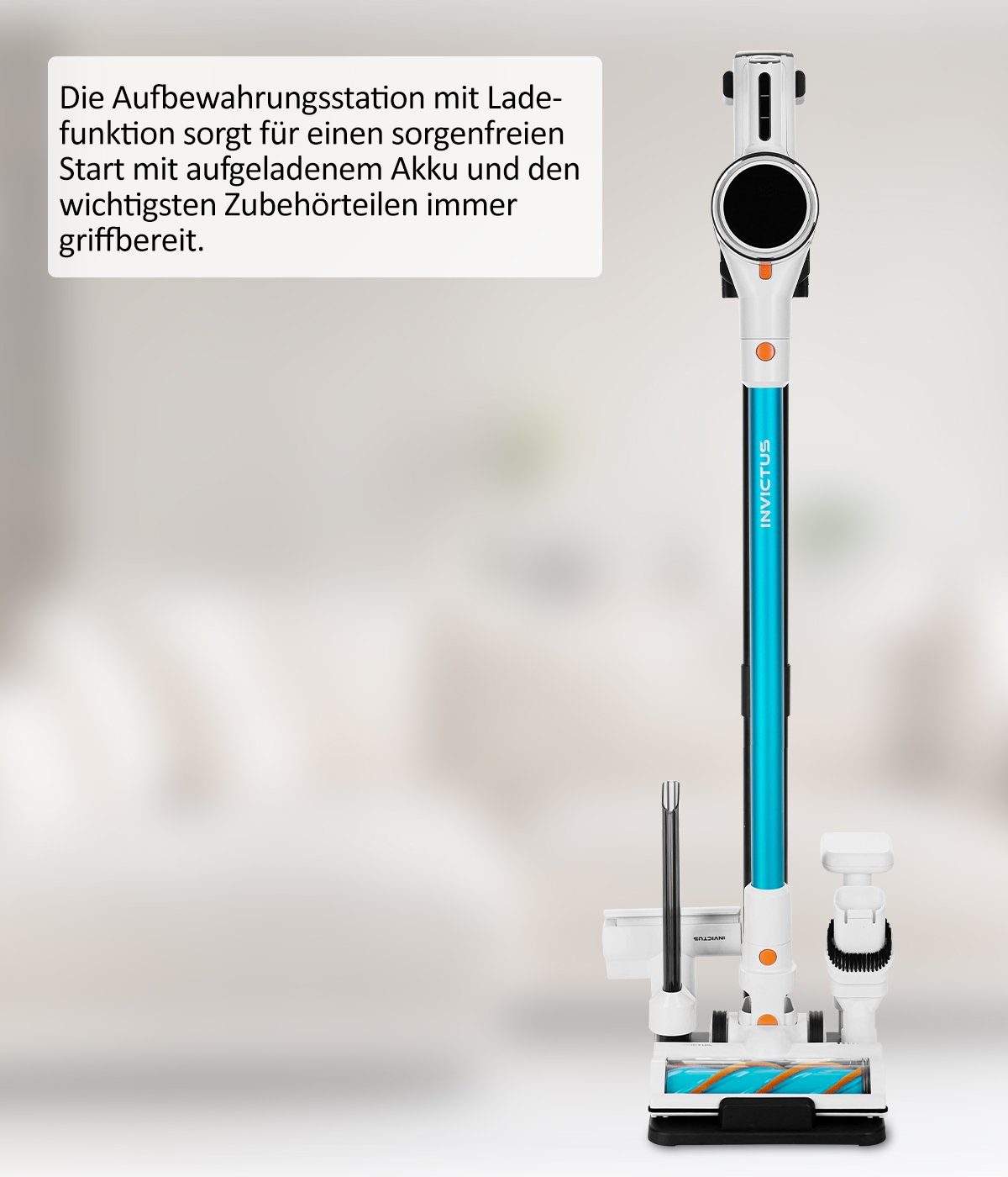 Genius Akku-Bodenstaubsauger Genius INVICTUS X7 FACELIFT Aufbewahrungsstation mit Ladefunktion
