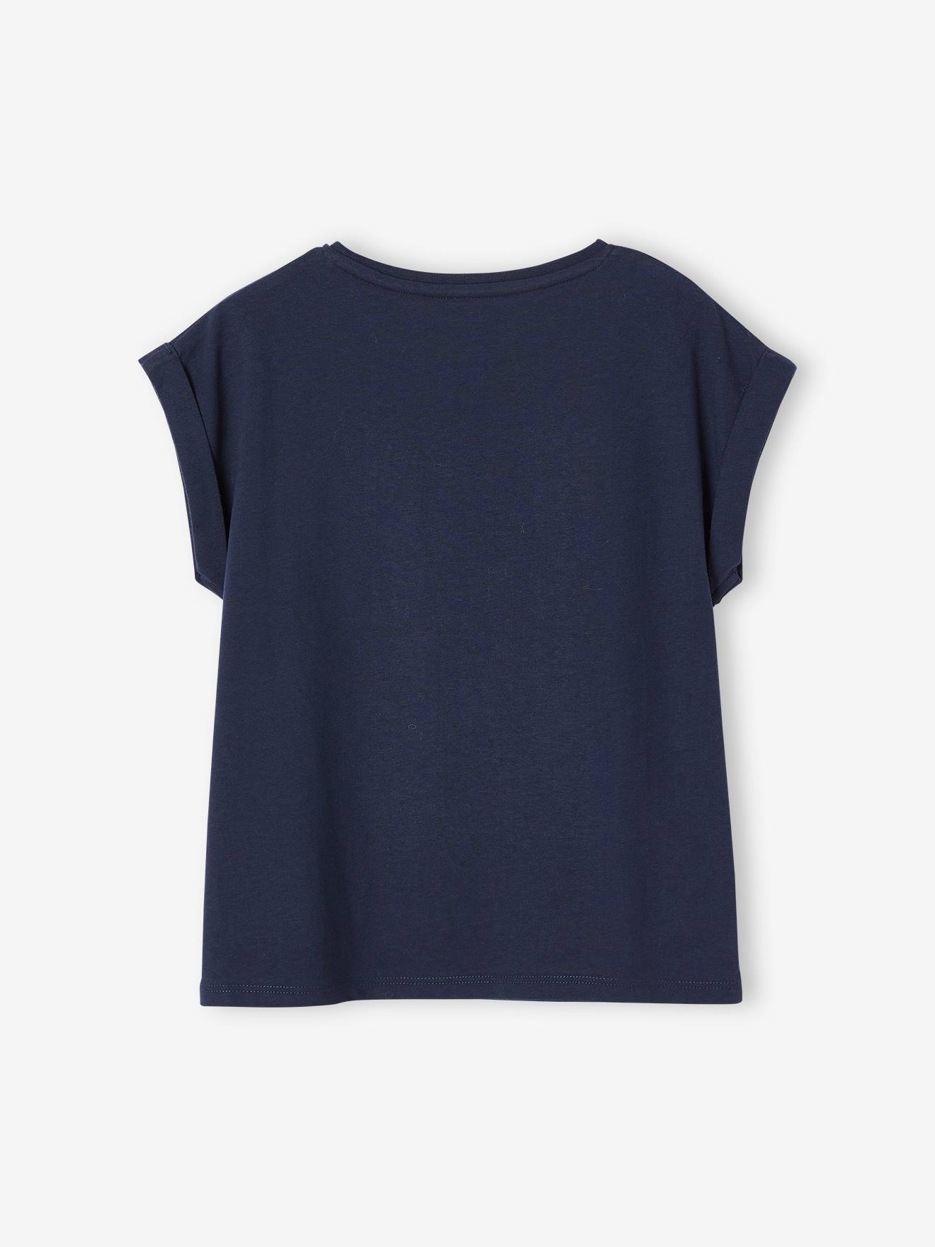 T-shirt à message motifs fleurs fille marine
