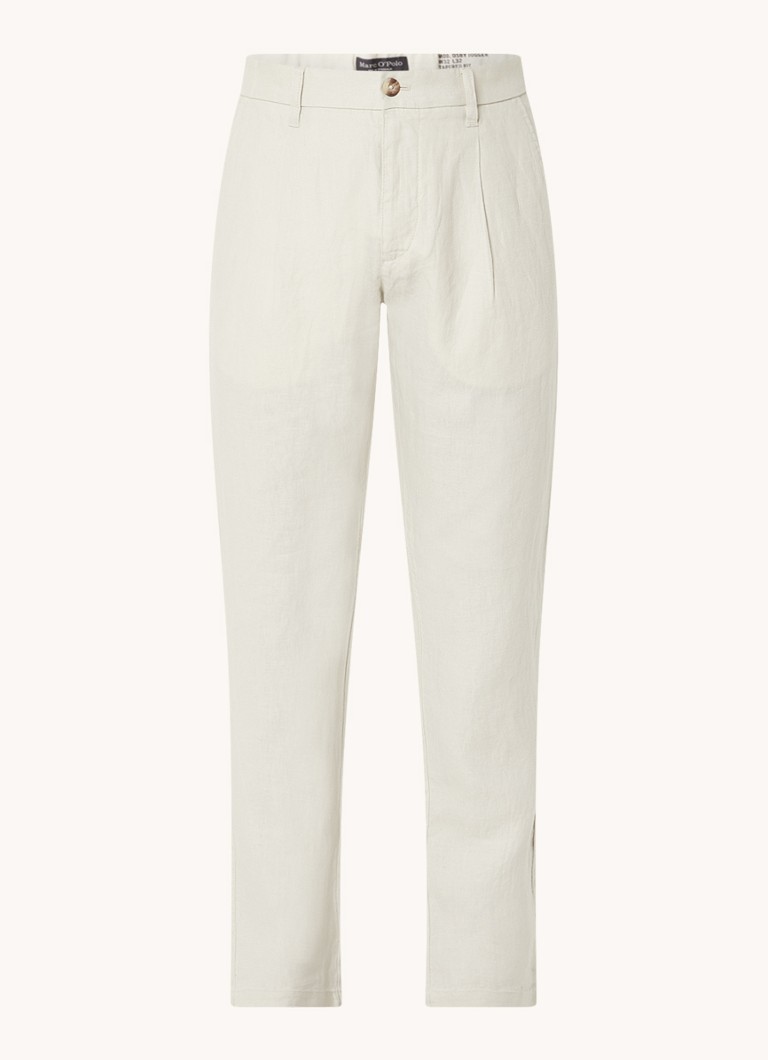 Pantaloni chino Marc O'Polo Osby din in, cu croială plisată și croială mulată