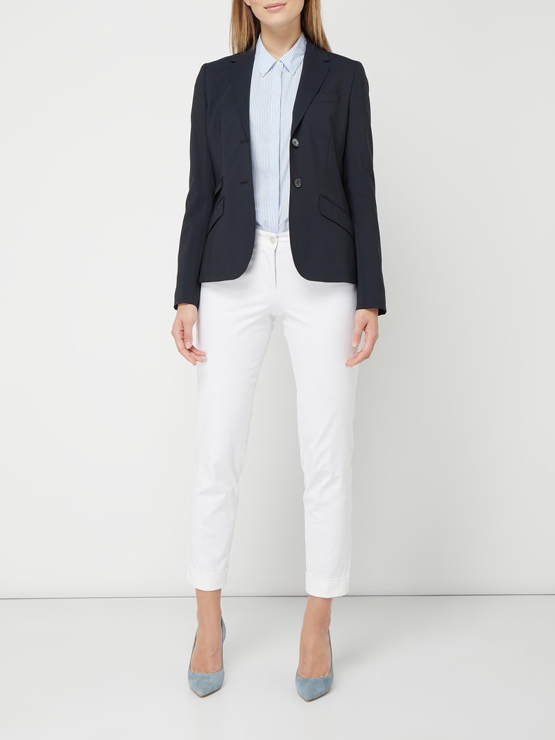 Blazer aus Schurwoll-Elasthan-Mix in marineblau