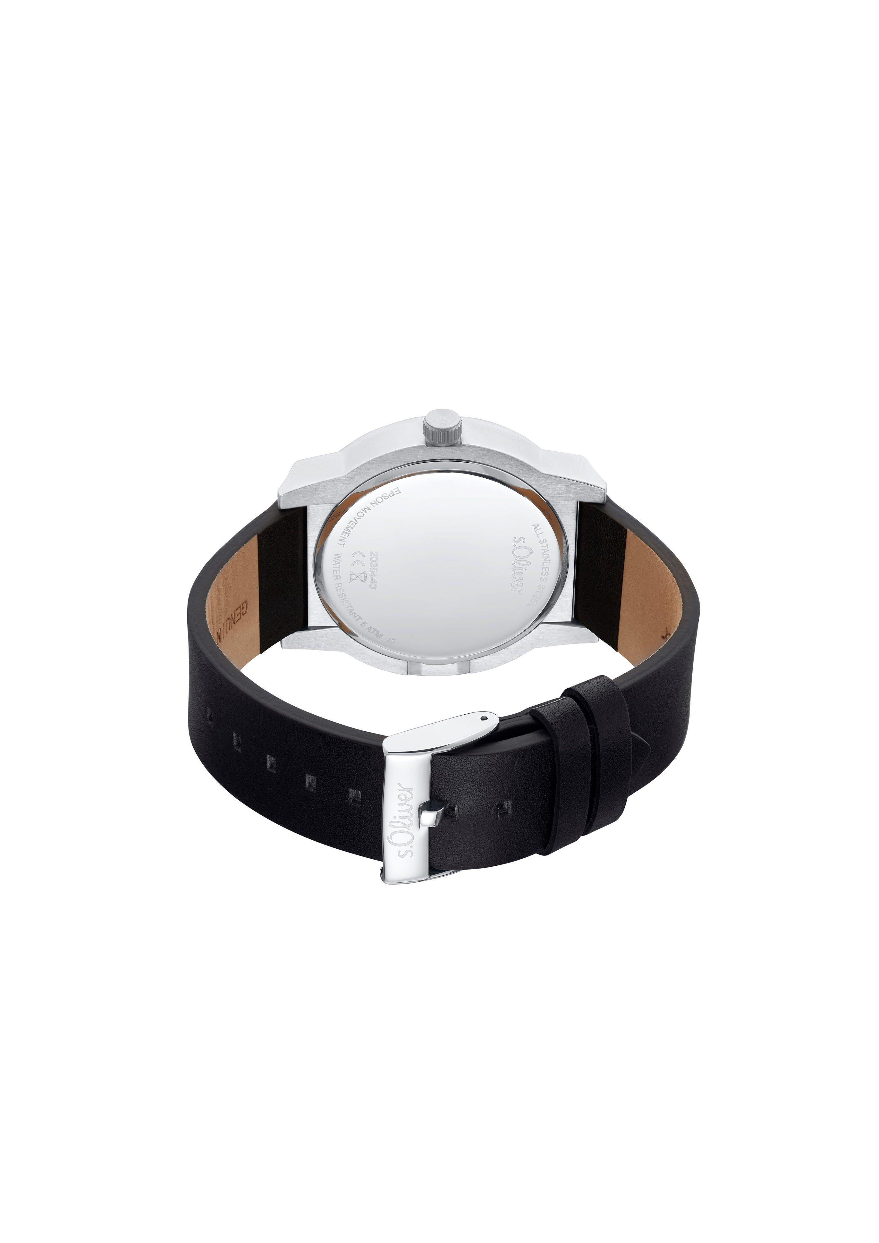 Edelstahluhr mit Lederarmband  6007926-92B0