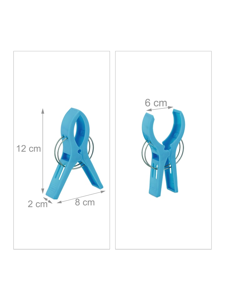relaxdays 16 x Strandtuchklammern in Blau günstig kaufen onesize