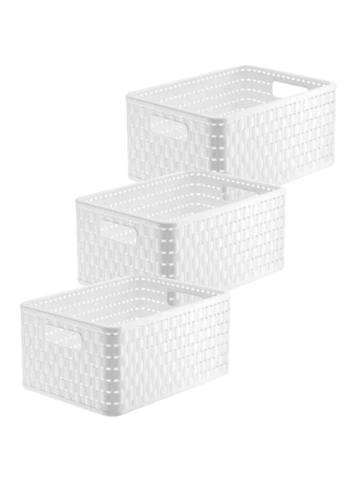Rotho Country 3er-Set Aufbewahrungskiste 11l in Rattan-Optik in Weiß günstig kaufen onesize