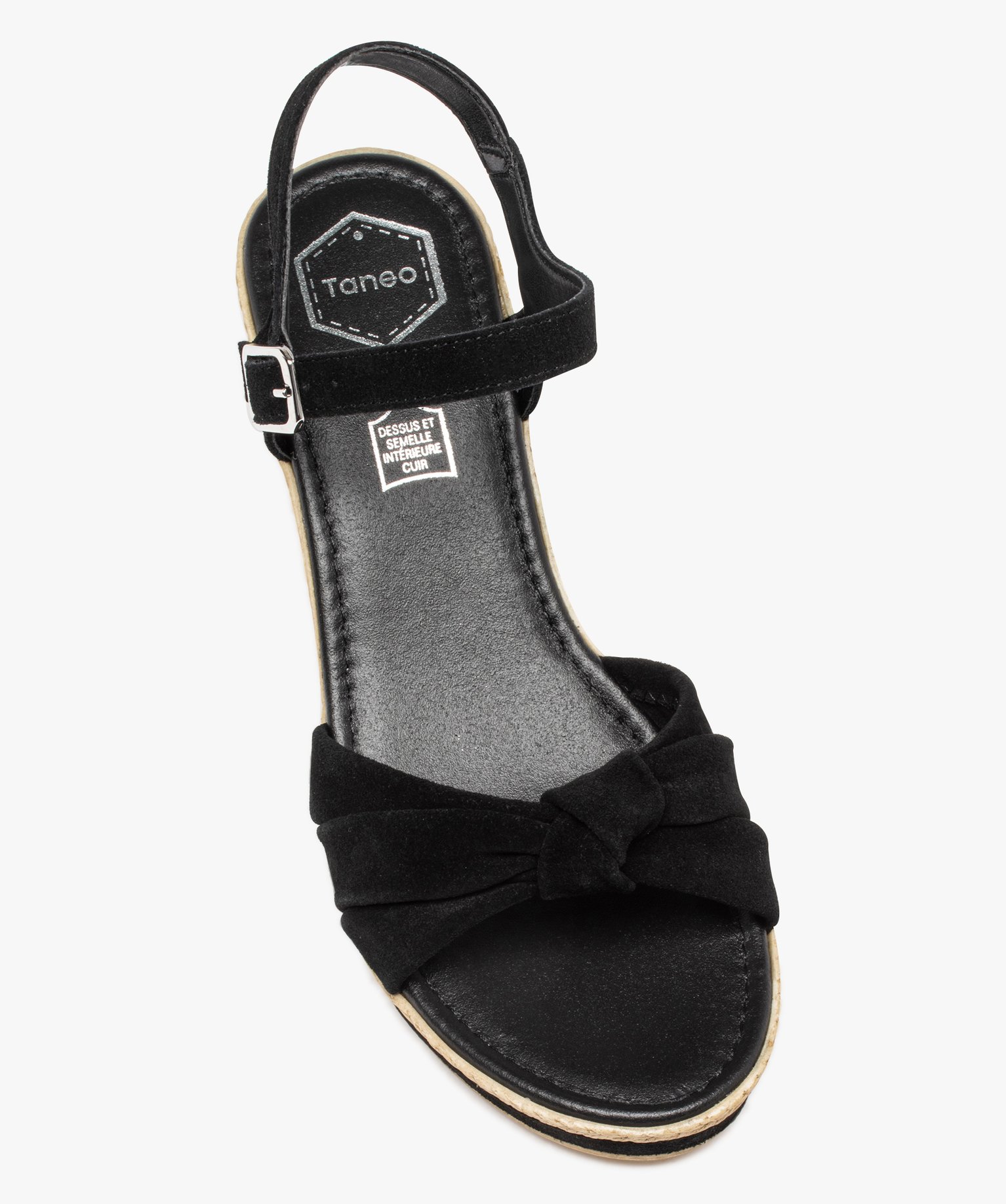 Sandales femme compensées dessus cuir suédé - Tanéo noir | GEMO