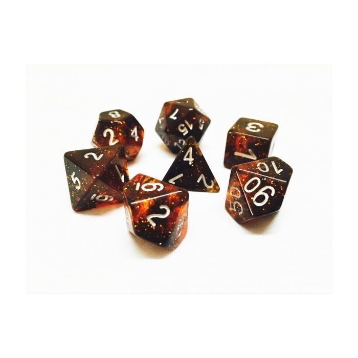 Orange glitter dice set