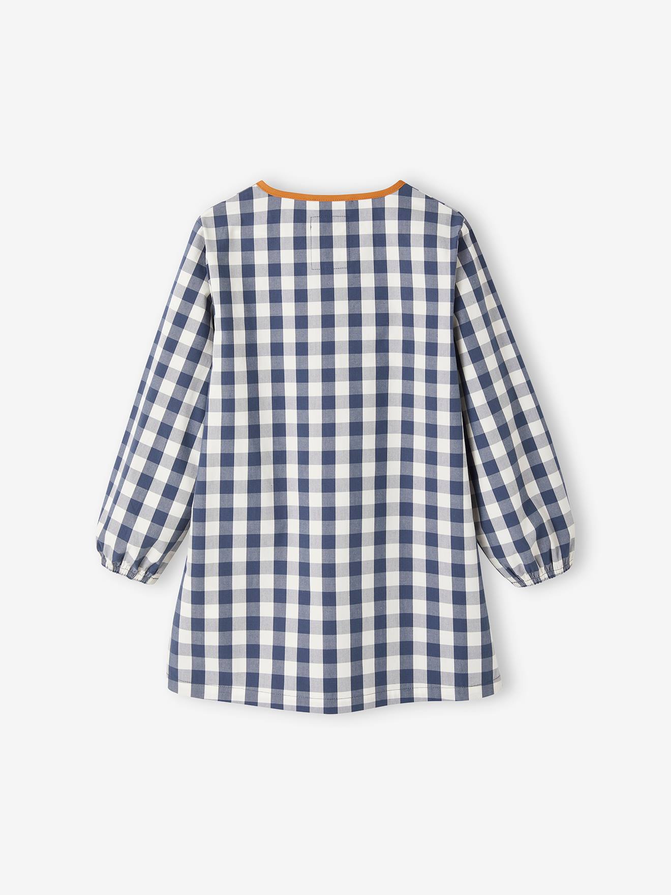 Tablier à carreaux garçon personnalisable bleu grisé