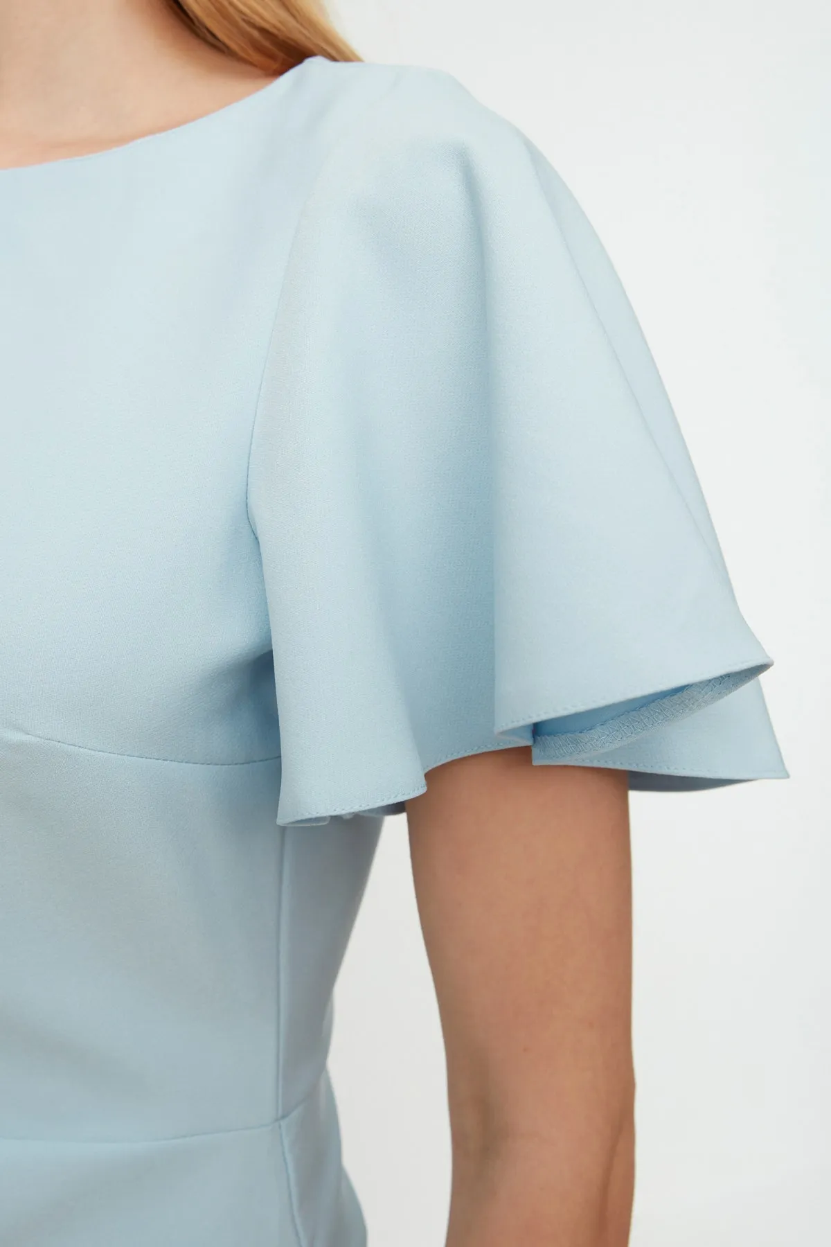 Trendyol Collection  Blaues Volant-Midi-Webkleid TWOSS20EL1342
