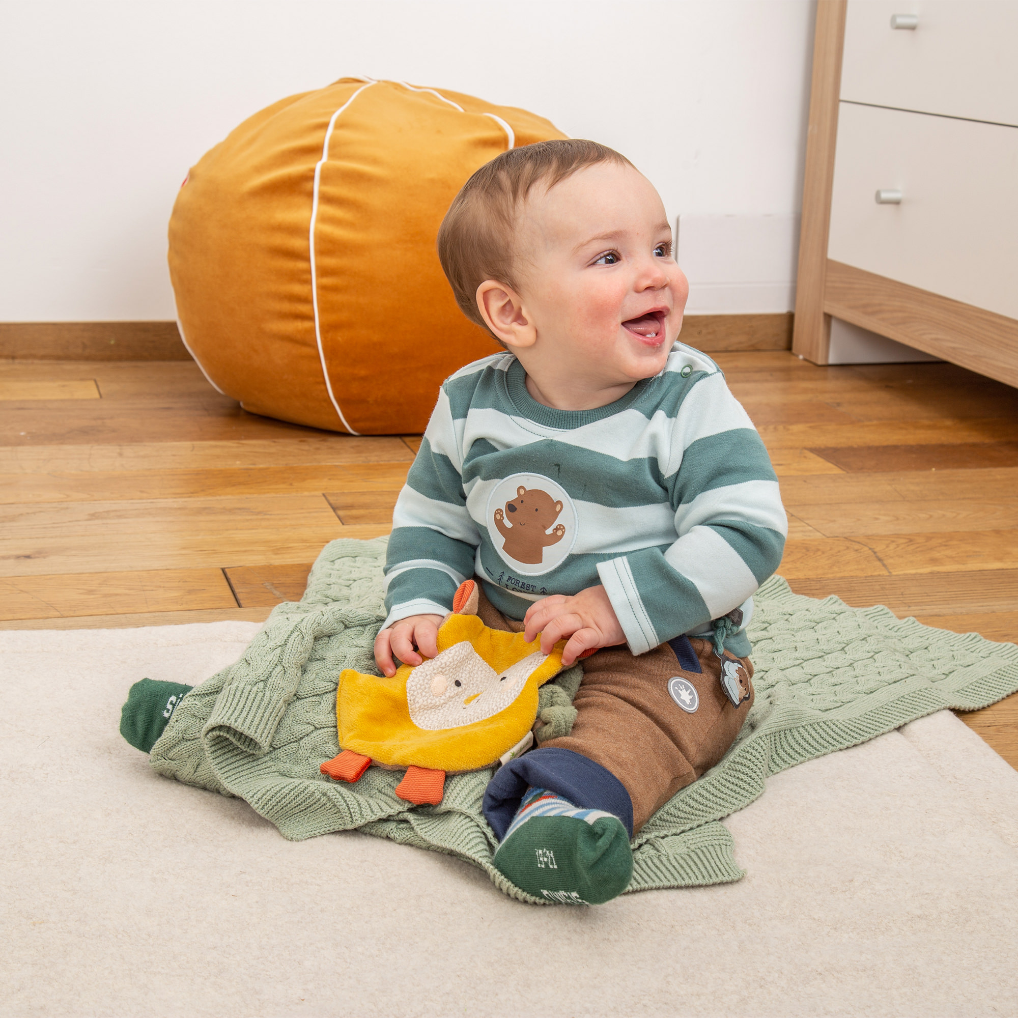 Baby Knistergreifling Eule, Green Bio Kollektion