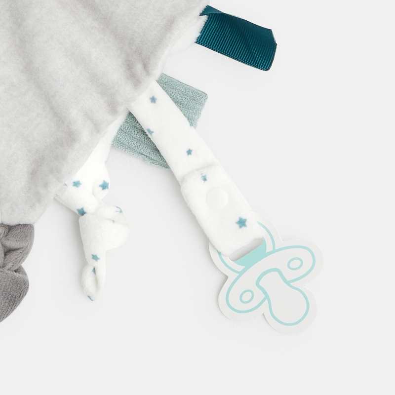 Doudou plat velours lapin gris naissance