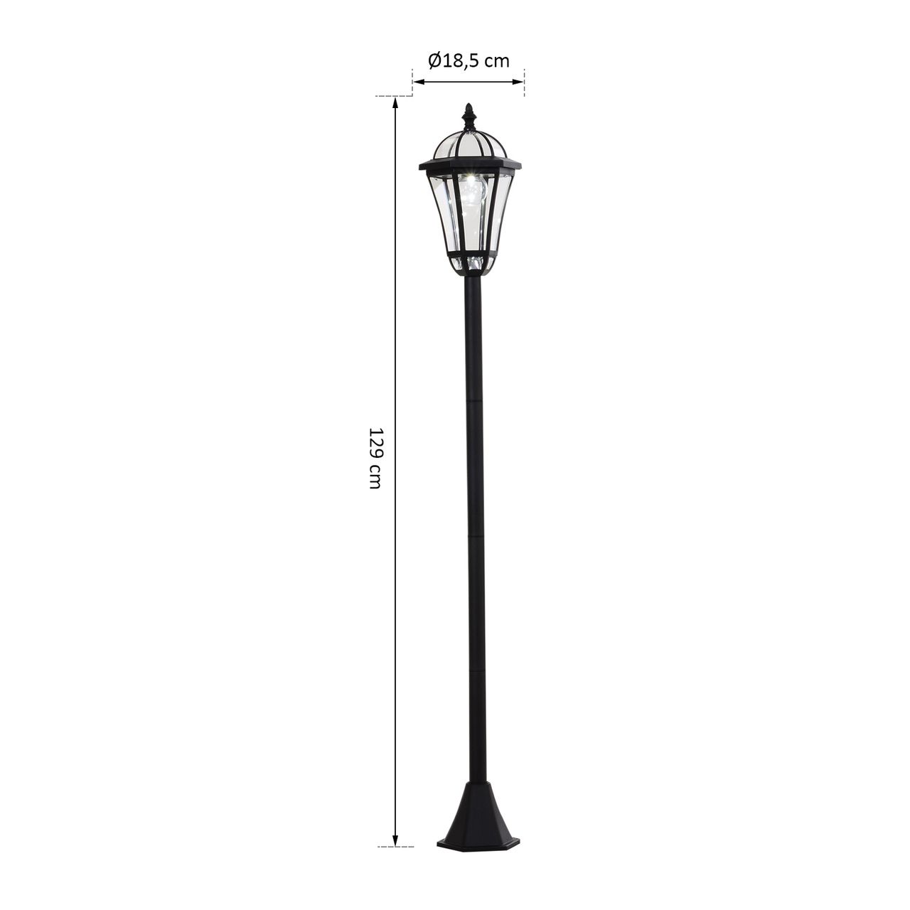 Outsunny Solar Gartenlaterne LED Laterne Wegleuchte 6 Stdn. ABS 129cm