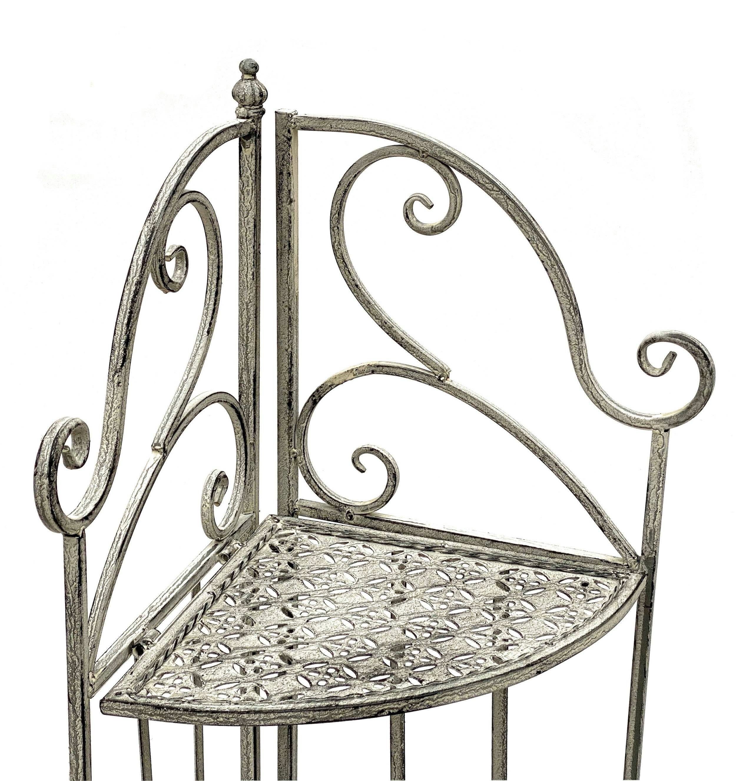 DanDiBo Eckregal DanDiBo Eckregal Weiß Grau Küche mit 3 Böden Metall Stehend 96124 Metallregal 125 cm Schmiedeeisen Regal Ecke Wand Eisen Standregal