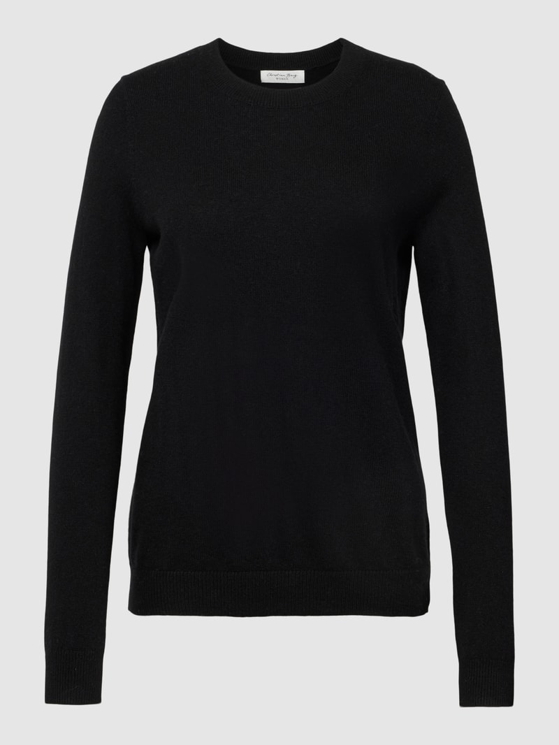 Kaschmirpullover in melierter Optik in schwarz