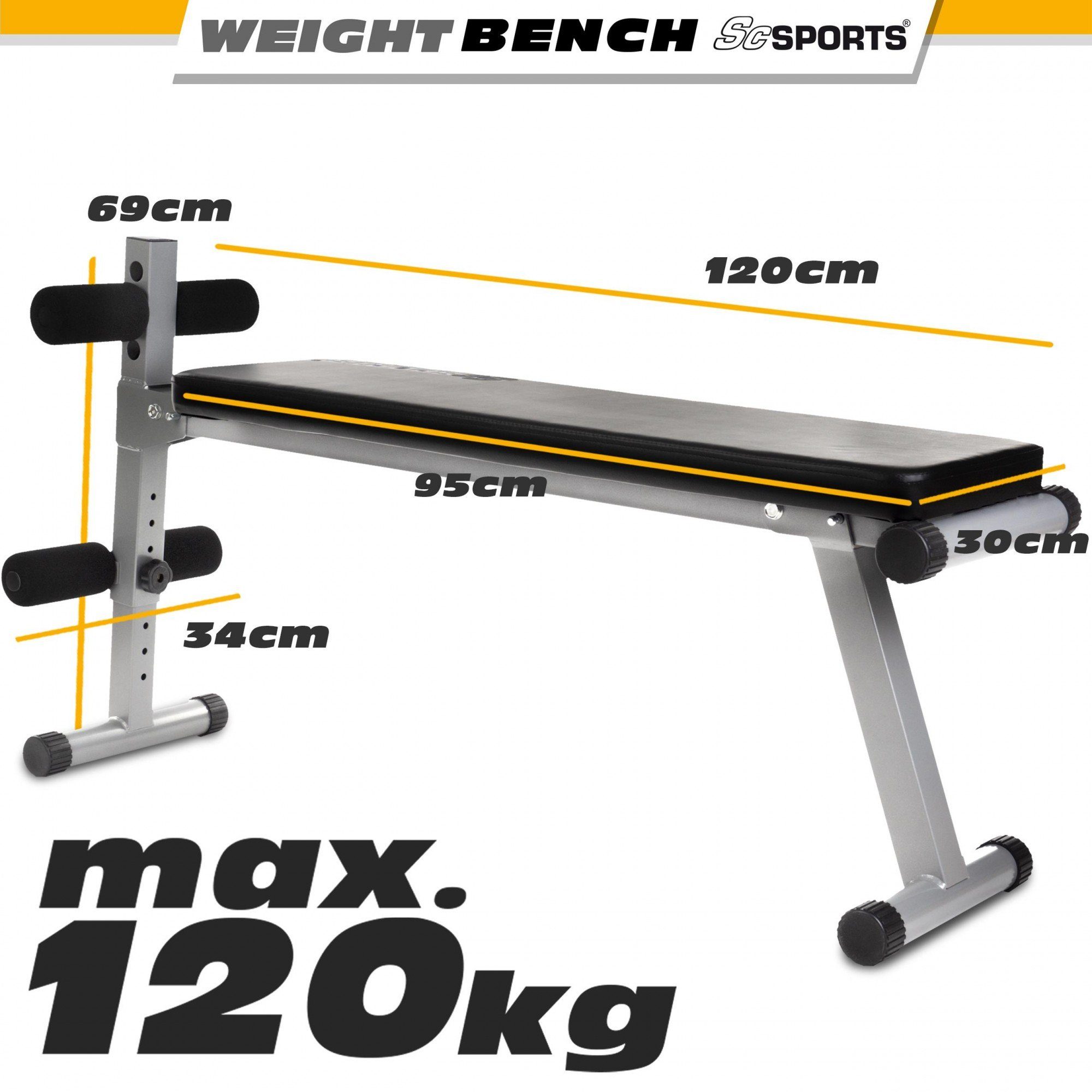 ScSPORTS® Hantelbank Sit Up Bank Bauchtrainer Verstellbar bis 150kg Klappbar