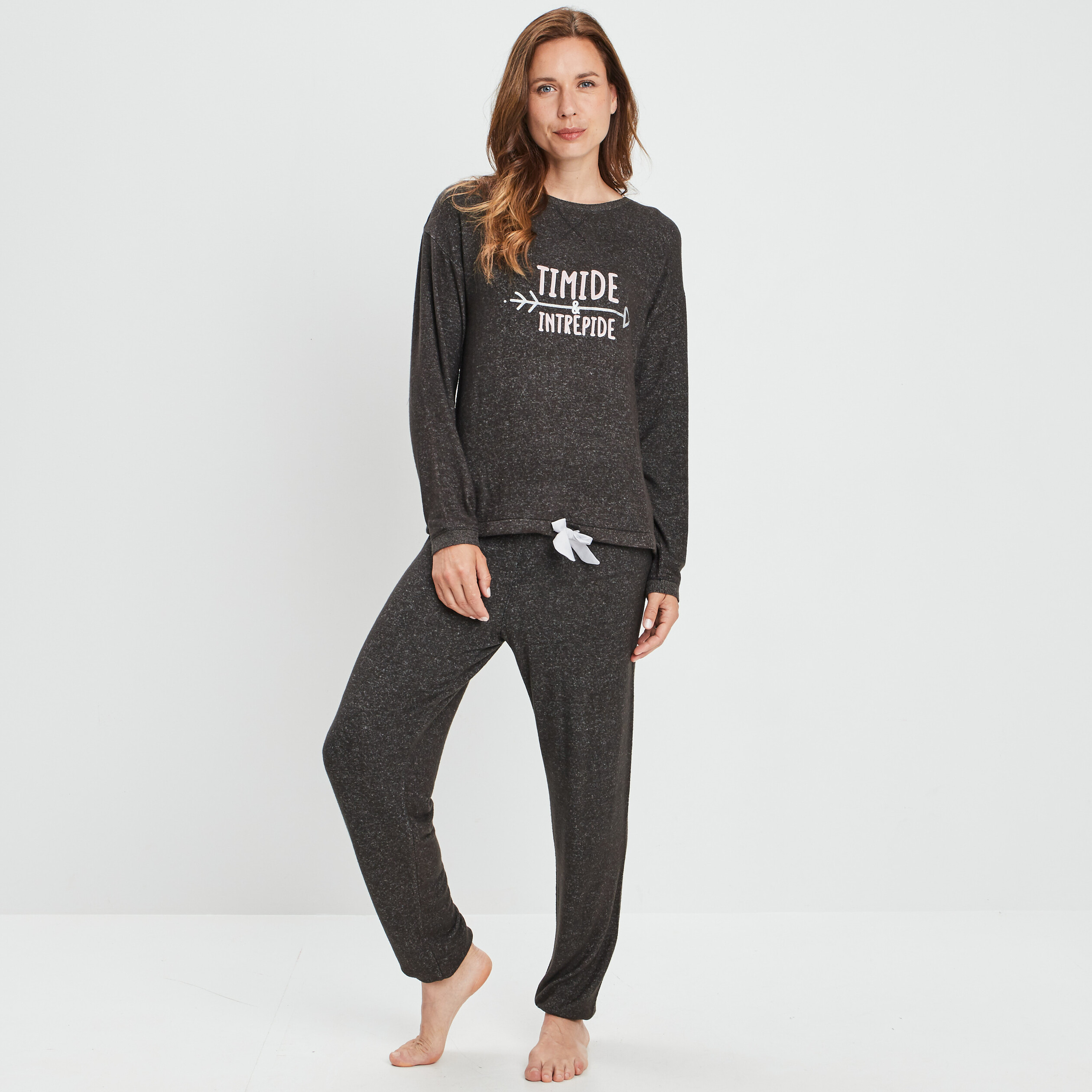 Ensemble pyjama 2 pièces gris foncé femme | La Halle
