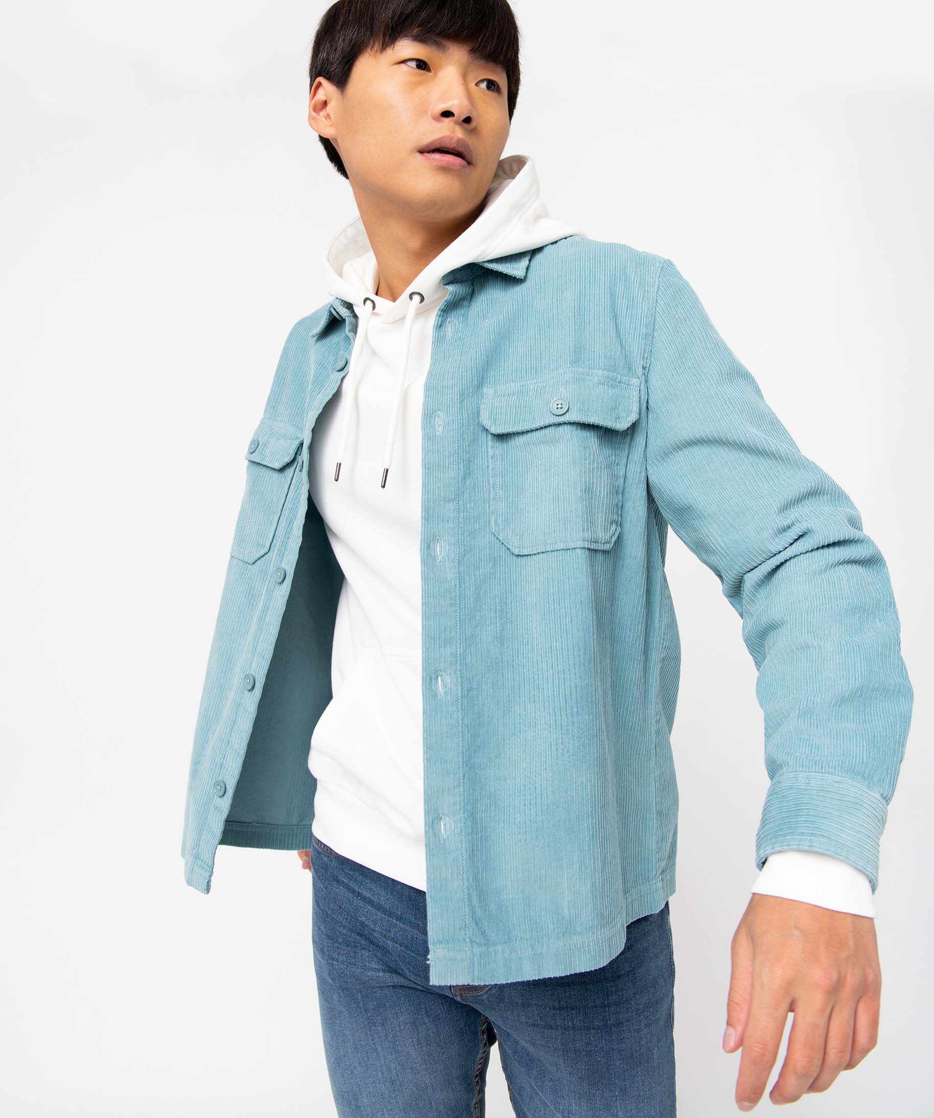 Sur-chemise homme en velours ctelé bleu | GEMO