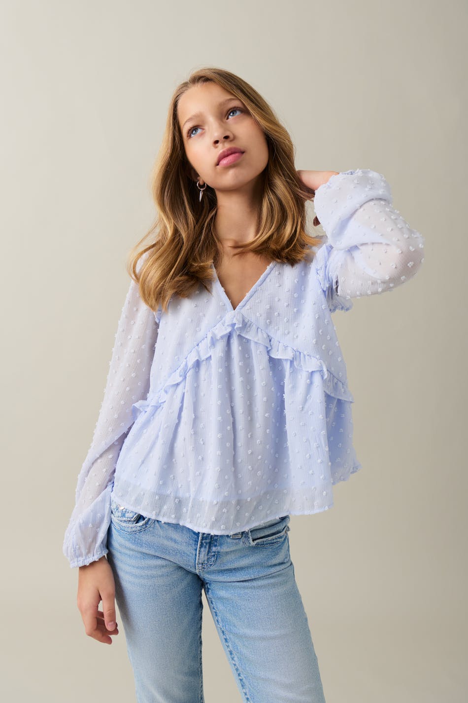Y frill v blouse
