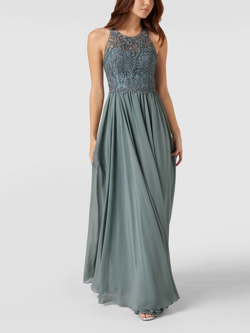 Abendkleid mit Strasssteinen in schilf