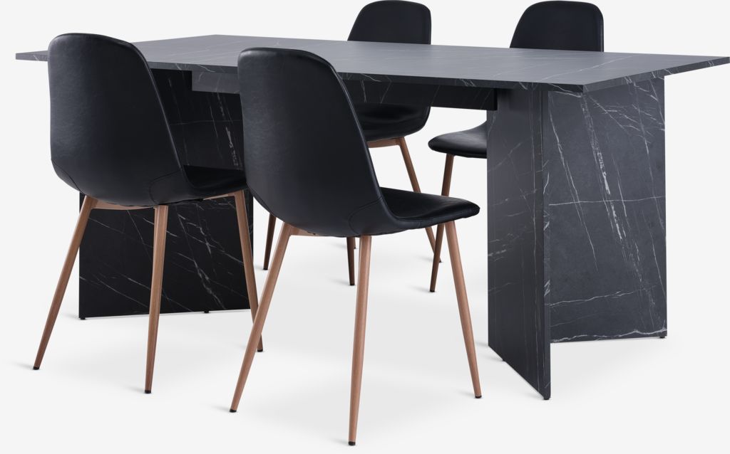KRONDAL JONSTRUP KRONDAL L180 stół imitacja marmuru 4 JONSTRUP krzesło czarny/dąb