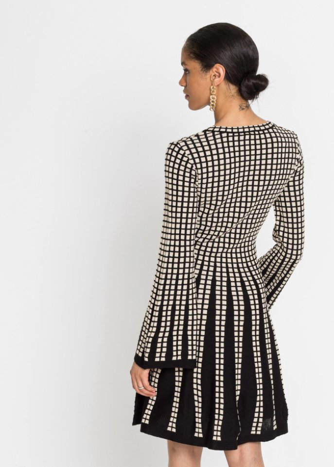 Strickkleid mit Plissee-Optik