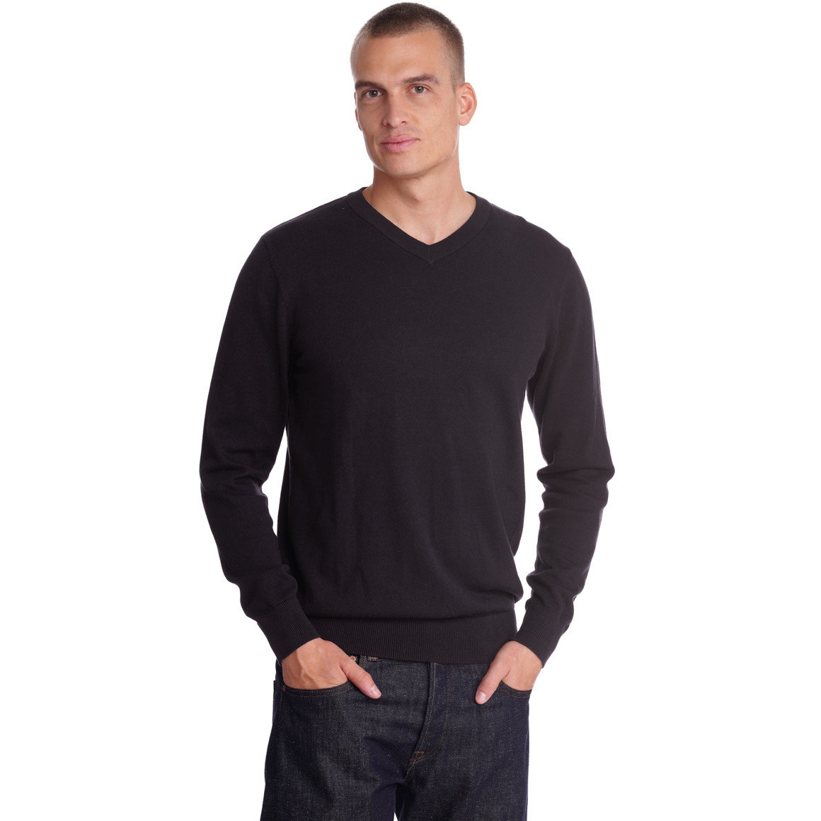 Herren Feinstrickpullover mit V-Ausschnitt