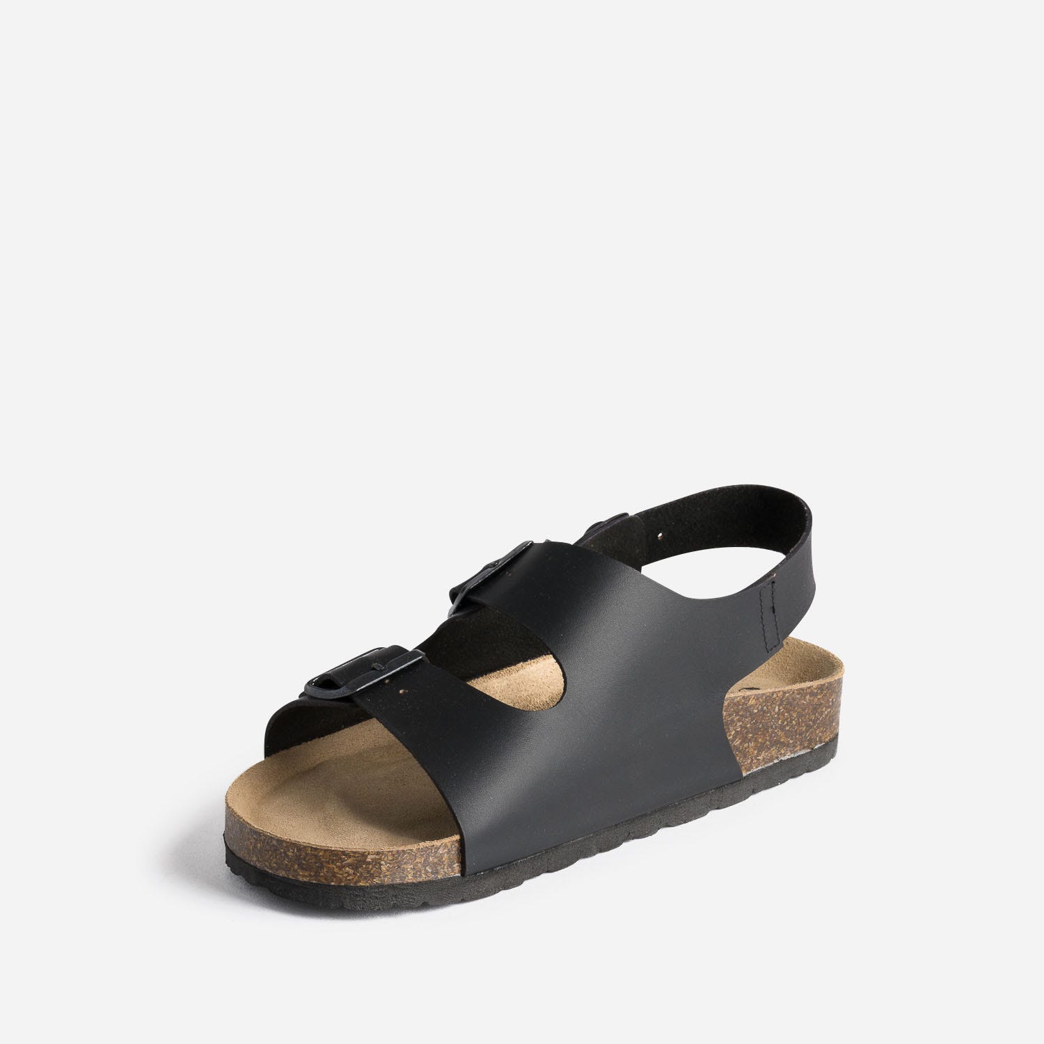 Sandale anatomique noire en cuir