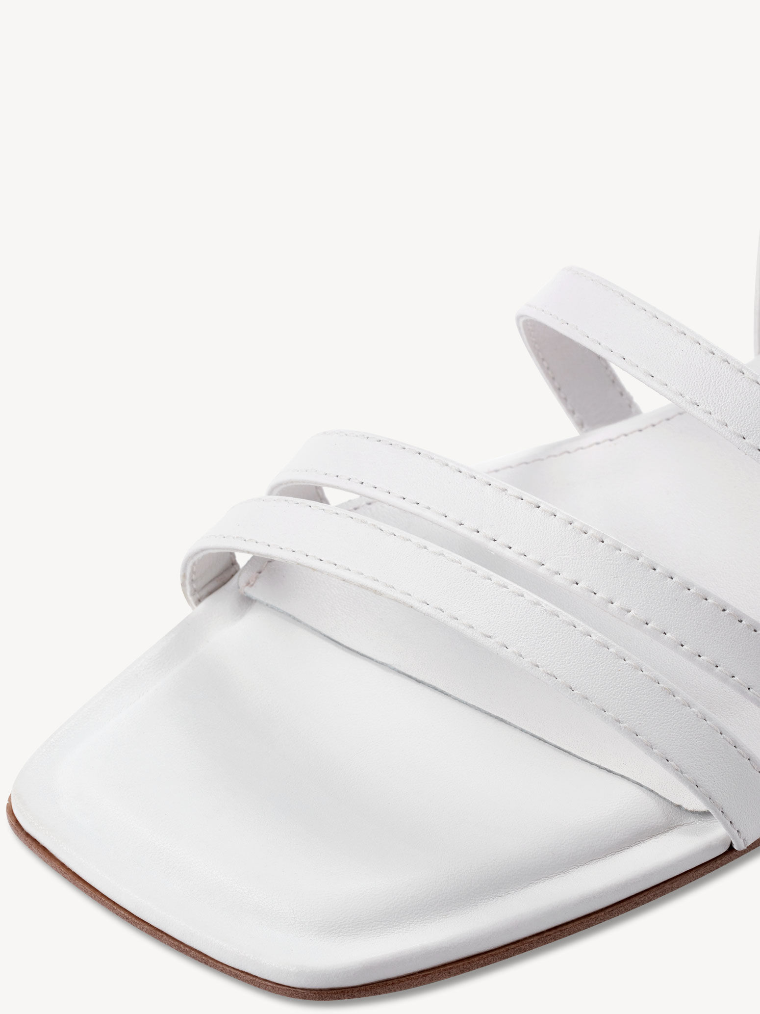 Sandale à talon en cuir - blanc