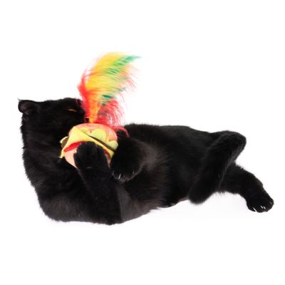 Katzenspielzeug Crinkle Burger mit Federn