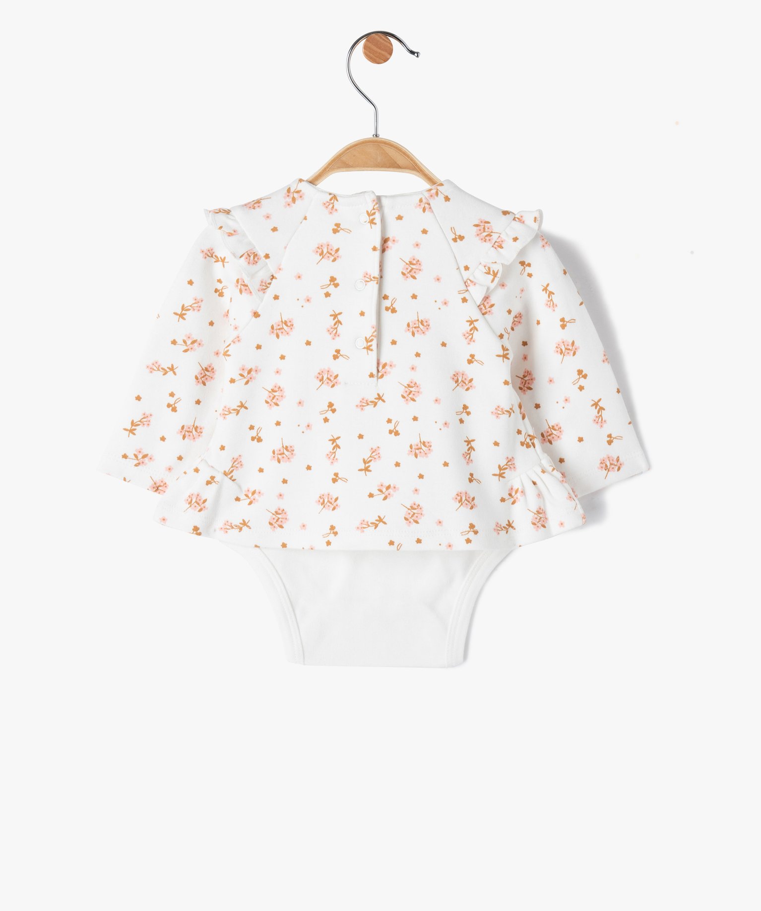 Body bébé fille à manches longues 2 en 1 blanc | GEMO